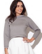 KATRUS Bluza dama scurta - maneci lungi - gri - poliester -