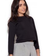 KATRUS Bluza dama scurta - maneci lungi - neagra - poliester -