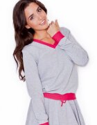 KATRUS Hanorac dama gri - maneci lungi - bumbac 75% - tiv contrastant