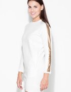 KATRUS Rochie eleganta maneci lungi cu insertie aurie - spate mai lung - bumbac 95% elastan 5%