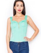KATRUS Top dama corset cu bretele largi - fermoar scurt - verde - elastan si poliester