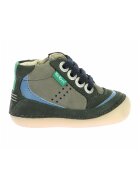 Kickers Pantofi de piele intoarsa cu sireturi - Verde inchis/Albastru