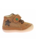Kickers Pantofi din piele intoarsa si piele cu inchidere velcro - Caramel