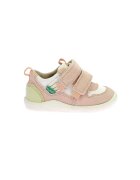 Kickers Pantofi sport de piele cu velcro - Alb murdar/Roz pal