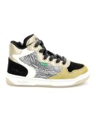 Kickers Pantofi sport de piele ecologica cu garnituri de piele intoarsa - Auriu/Negru/Gri