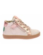 Kickers Pantofi sport mid-high din piele intoarsa cu aspect stralucitor - Auriu rose/Roz