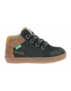 Kickers Pantofi sport mid-high din piele si piele intoarsa - Bej/Verde englez