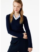 KOTON Bluza cambrata crop cu model 2 in 1 - Albastru ultramarin