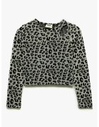 KOTON Bluza crop cu animal print - Negru/Gri