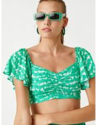 KOTON Bluza crop cu imprimeu grafic - Alb/Verde