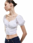 KOTON Bluza crop cu maneci bufante - Alb