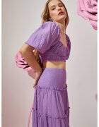 KOTON Bluza crop cu maneci bufante - Lila
