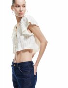 KOTON Bluza crop cu perforatii - Alb fildes