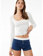 KOTON Bluza crop de pijama din bumbac cu decupaje discrete - Alb