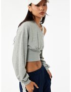 KOTON Bluza crop de trening cu decolteu pe un umar - Gri deschis