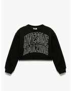 KOTON Bluza crop de trening cu imprimeu text - Alb/Negru