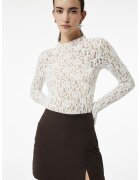 KOTON Bluza crop din amestec de bumbac - Alb murdar/Transparent