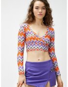 KOTON Bluza crop in dungi - Portocaliu/Violet