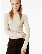 KOTON Bluza crop slim fit - Bej