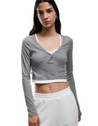 KOTON Bluza crop uni - Alb/Gri melange