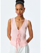 KOTON Bluza cu decolteu in V fara maneci - Roz pastel