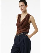 KOTON Bluza cu decolteu tip sal - Maro cognac