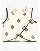 KOTON Bluza cu imprimeu grafic - fara maneci - Alb fildes/Negru