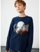 KOTON Bluza cu imprimeu si decolteu la baza gatului - Alb/Rosu inchis/Bleumarin