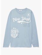 KOTON Bluza cu imprimeu text - Alb fildes/Albastru deschis