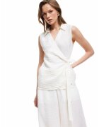KOTON Bluza cu model petrecut - fara maneci - Crem
