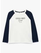 KOTON Bluza de bumbac cu imprimeu text - Alb/Bleumarin