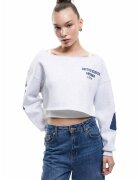 KOTON Bluza de trening crop cu croiala lejera - Albastru inchis/Gri melange