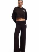 KOTON Bluza de trening crop cu text - Maro inchis