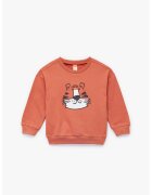 KOTON Bluza de trening cu decolteu la baza gatului si broderie - Coral