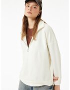 KOTON Bluza de trening cu fermoar si maneci cazute - Alb fildes