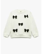 KOTON Bluza de trening cu funde - Alb/Negru