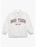 KOTON Bluza de trening cu imprimeu si guler polo - Alb fildes/Roz