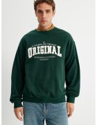KOTON Bluza de trening cu imprimeu text - Alb/Verde padure