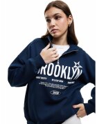 KOTON Bluza de trening cu imprimeu text - Bleumarin