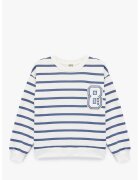 KOTON Bluza de trening cu model in dungi - Albastru pastel/Alb fildes