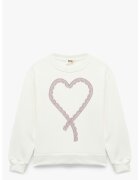 KOTON Bluza de trening cu model inima - Alb fildes/Roz prafuit