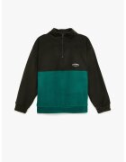 KOTON Bluza de trening din fleece cu fenta cu fermoar - Verde/Negru