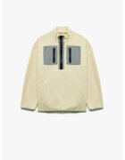 KOTON Bluza de trening din fleece cu guler cu fermoar scurt - Gri cenusiu/Crem
