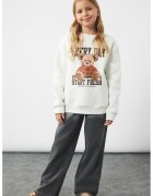 KOTON Bluza de trening regular fit cu imprimeu foto - Alb/Maro