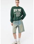 KOTON Bluza de trening relaxed-fit cu imprimeu - Alb fildes/Verde feriga