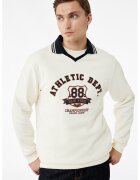 KOTON Bluza de trening slim-fit cu imprimeu text - Alb/Portocaliu persan/Bleumarin