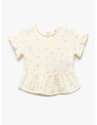 KOTON Bluza din bumbac cu detalii cu volane si model floral - Crem