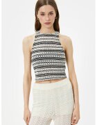 KOTON Bluza fara maneci cu decupaj pe spate - Alb/Negru