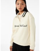 KOTON Bluza polo de trening cu model text - Rosu/Negru/Bej