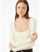 KOTON Bluza slim fit cu decolteu patrat - Alb fildes